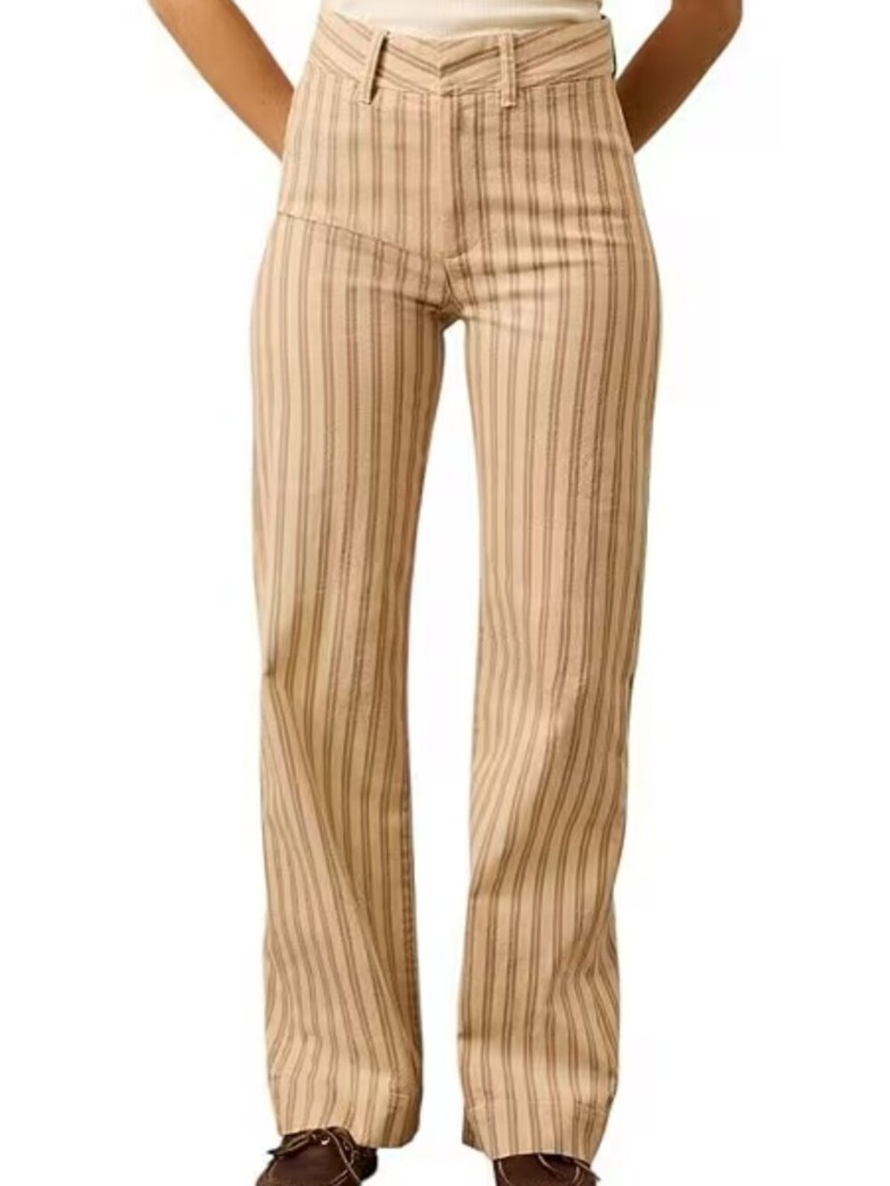 Faherty Tide Stripe Straight Leg Pants sz 27 Organic Cotton Preppy Boho